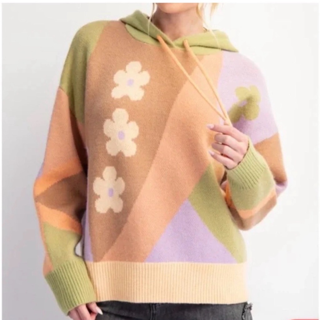 903 Floral Pastel Hooded Sweater